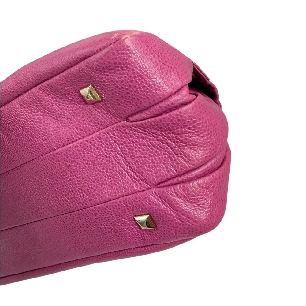 Henri Bendel New York pebbled leather satchel purse in a magenta/pink